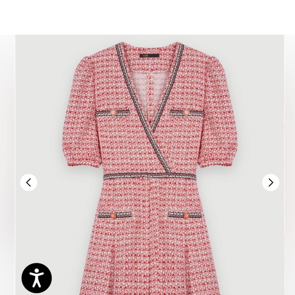 Maje Pink Tweed Mini Dress